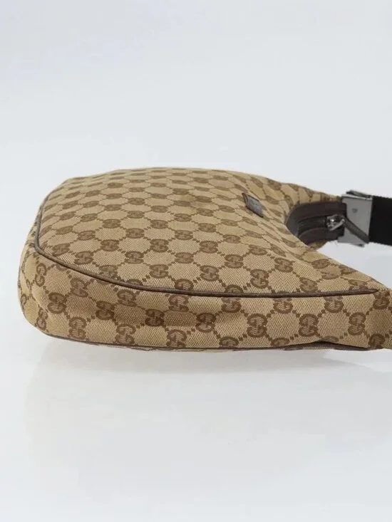 GUCCI GG Canvas Shoulder Bag Beige Silver 122790 Auth - Picture 5 of 16